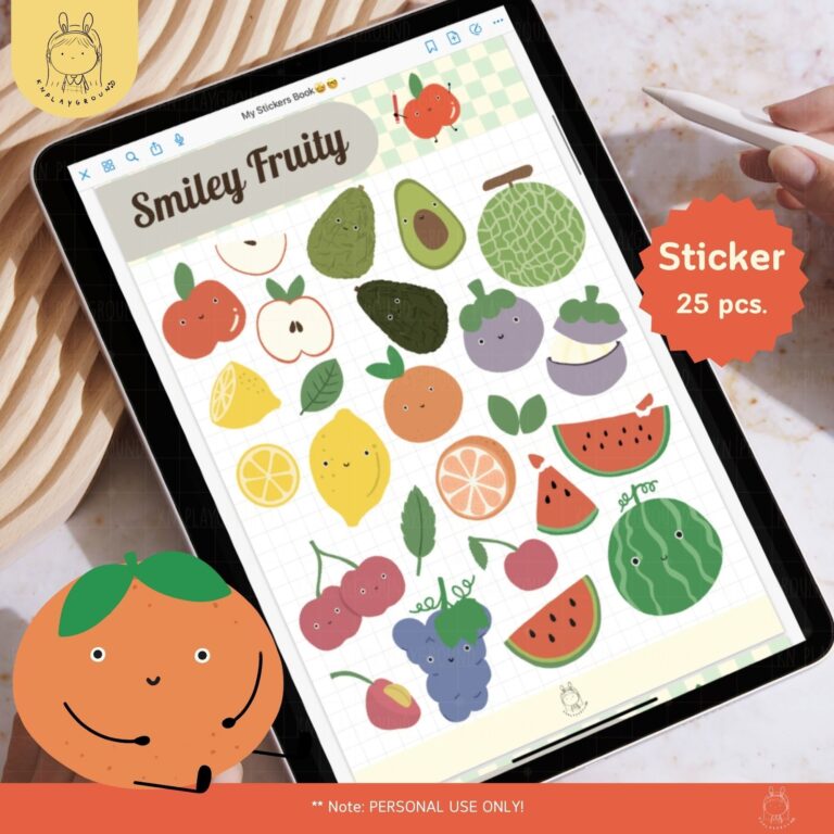 Sticker Frooty Smiley fruity Digital Sticker and Memo Pad set - BEARTOR